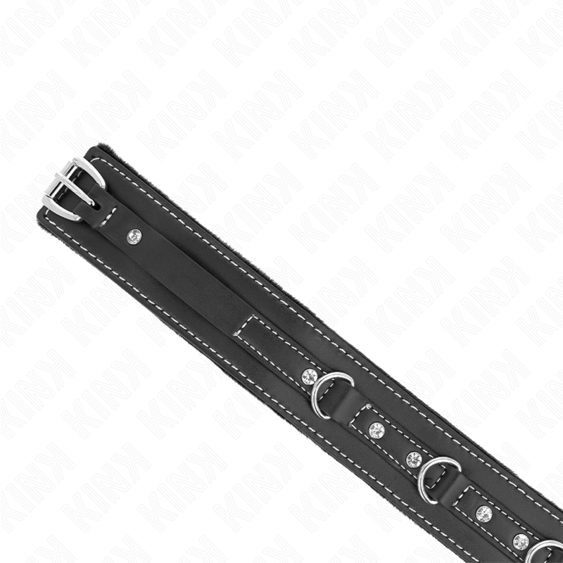 KINK - COLLIER EN CUIR PVC AVEC CEINTURE 105 CM RIVET STRASS 41,5 X 4 CM - Sensualia