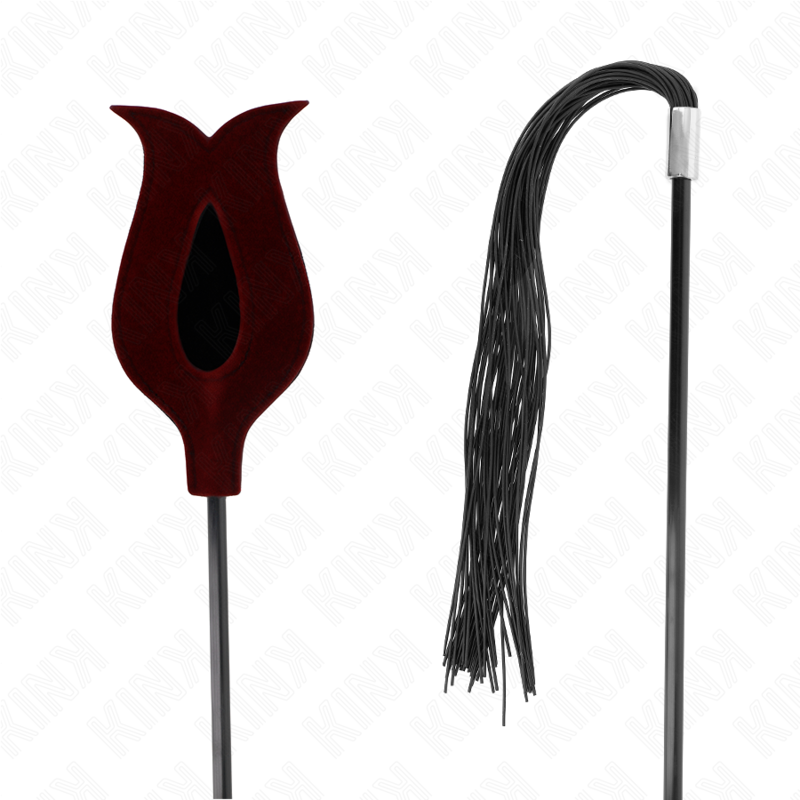 KINK - Fouet à pompon en silicone forme rose 45 cm - Sensualia