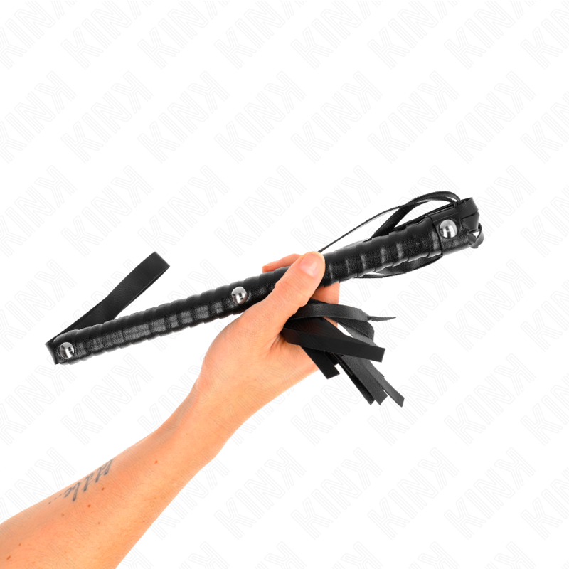 KINK - FOUET AVEC MANCHE TEXTURÉ NOIR 48,5 CM - Sensualia