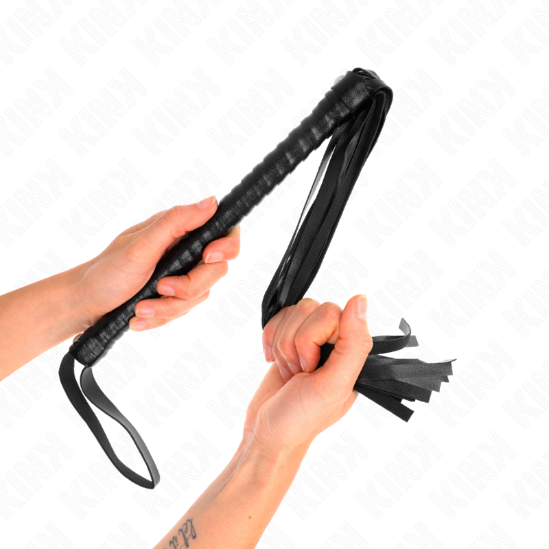KINK - FOUET AVEC MANCHE TEXTURÉ NOIR 48,5 CM - Sensualia