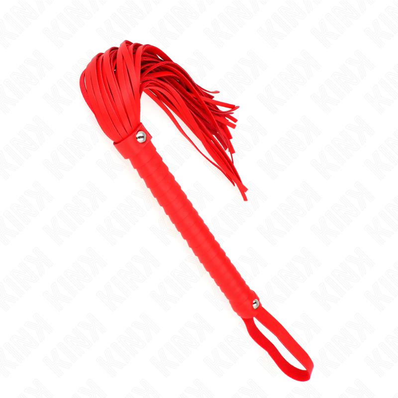 KINK - FOUET AVEC MANCHE TEXTURÉ ROUGE 48,5 CM - Sensualia