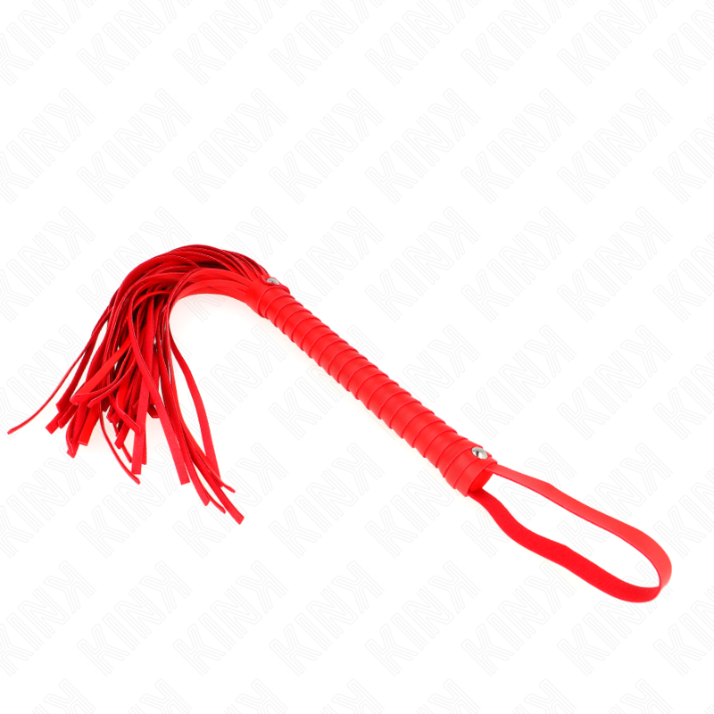 KINK - FOUET AVEC MANCHE TEXTURÉ ROUGE 48,5 CM - Sensualia