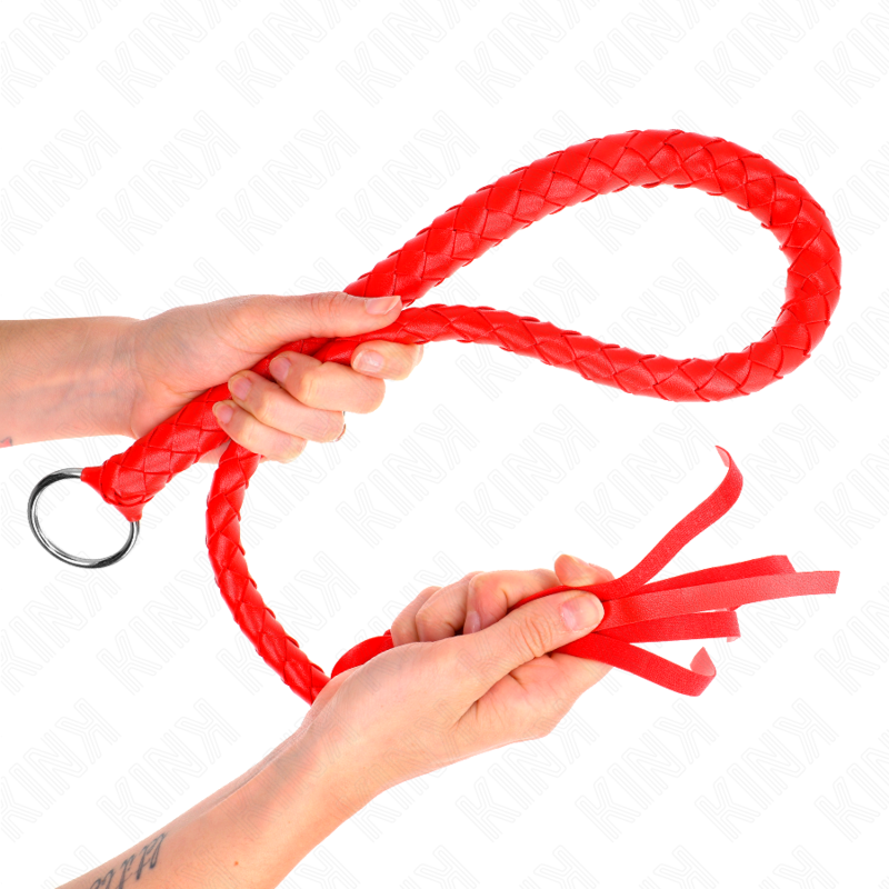 KINK - FOUET SERPENT AVEC ANNEAU ROUGE 65 CM - Sensualia