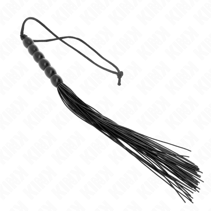 KINK - MINI FOUET EN SILICONE AVEC 6 BILLES NOIRES 26 CM - Sensualia