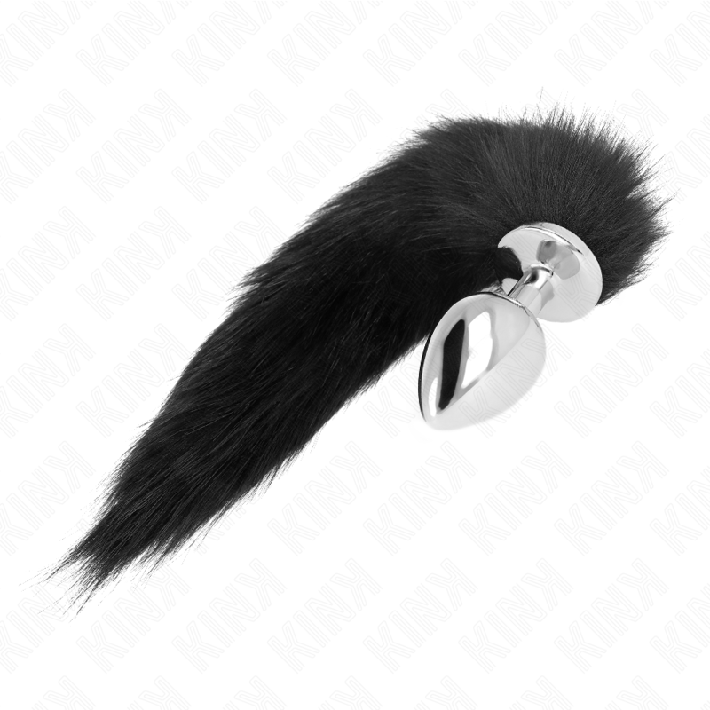 KINK - PLUG ANAL TAILLE L 10 X 4 CM AVEC QUEUE SYNTHÉTIQUE 40 CM NOIR - Sensualia