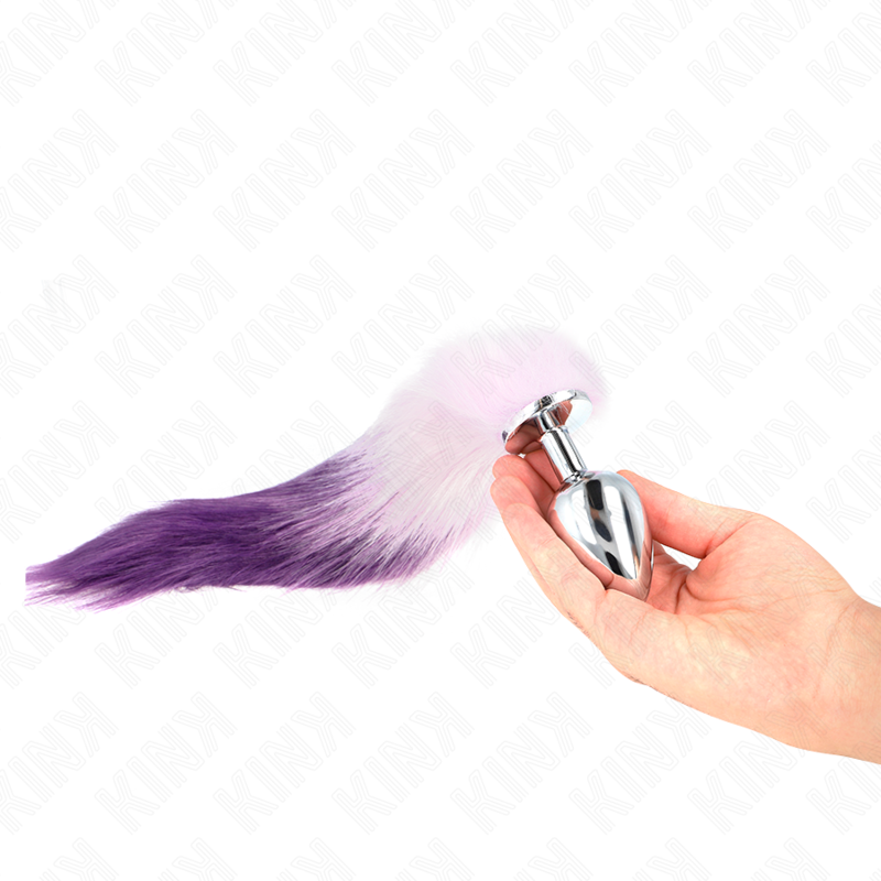 KINK - PLUG ANAL TAILLE L 10 X 4 CM AVEC QUEUE SYNTHÉTIQUE 40 CM VIOLET - Sensualia