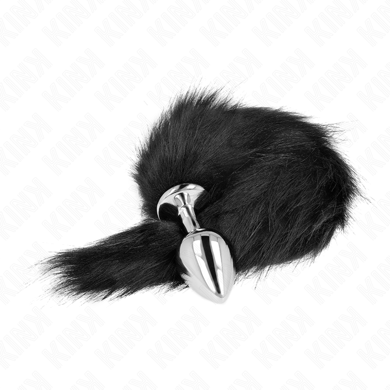 KINK - PLUG ANAL TAILLE M 8 X 3,5 CM AVEC QUEUE SYNTHÉTIQUE 40 CM NOIR - Sensualia
