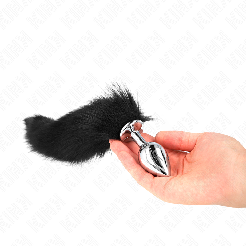 KINK - PLUG ANAL TAILLE M 8 X 3,5 CM AVEC QUEUE SYNTHÉTIQUE 40 CM NOIR - Sensualia
