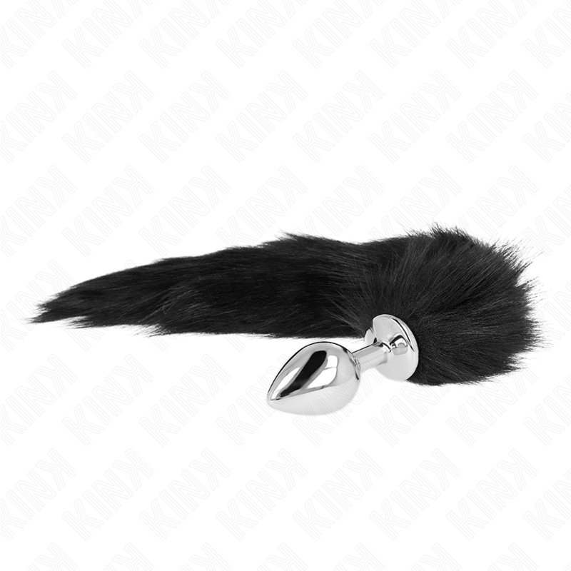 KINK - PLUG ANAL TAILLE M 8 X 3,5 CM AVEC QUEUE SYNTHÉTIQUE 40 CM NOIR - Sensualia