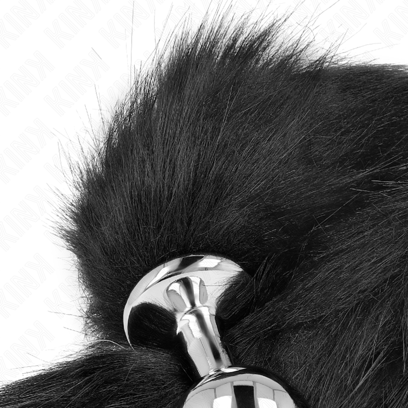KINK - PLUG ANAL TAILLE M 8 X 3,5 CM AVEC QUEUE SYNTHÉTIQUE 40 CM NOIR - Sensualia