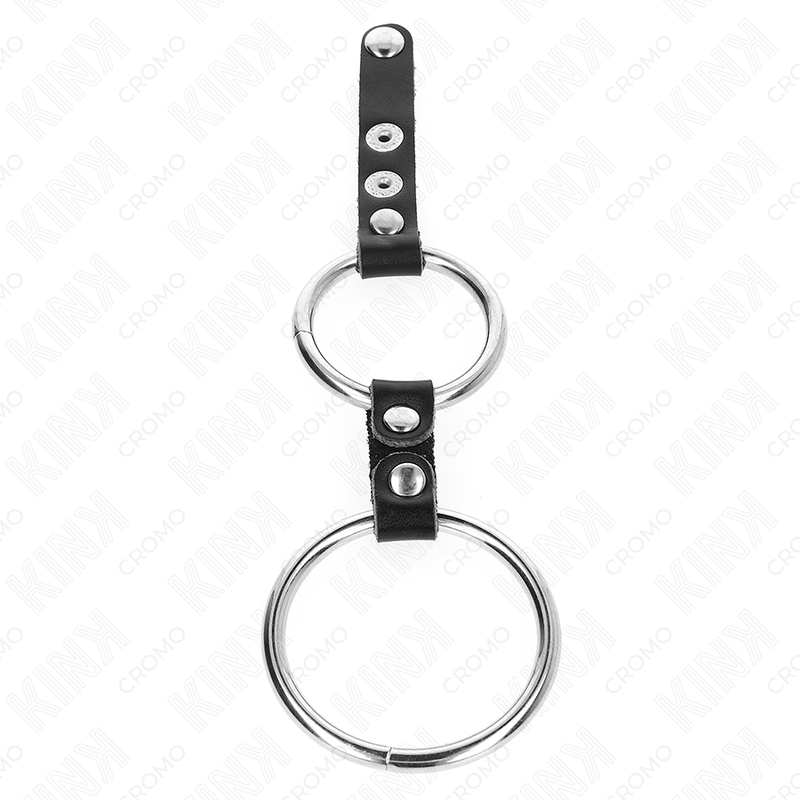 KINK - DOUBLE ANNEAU PÉNIS 3,8 CM À 5 CM CONNECTÉ PAR CUIR - Sensualia