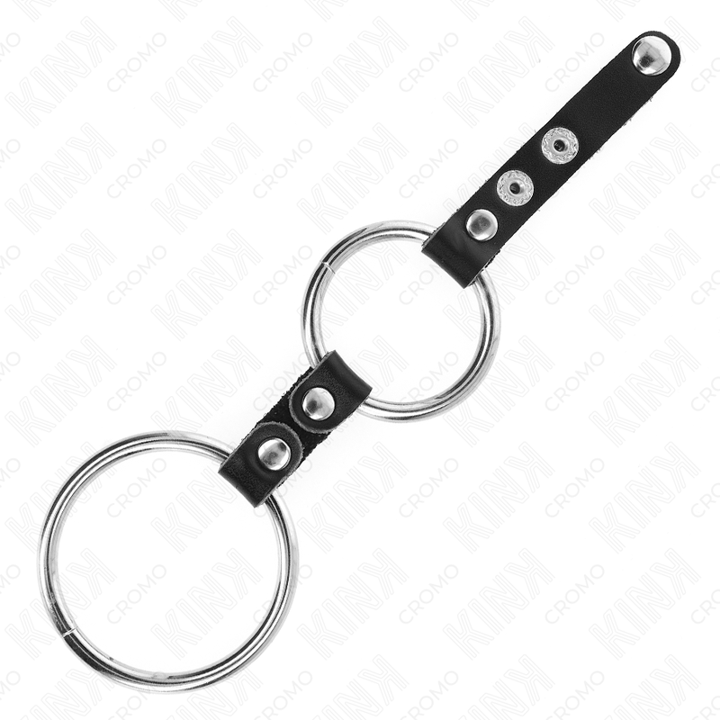 KINK - DOUBLE ANNEAU PÉNIS 3,8 CM À 5 CM CONNECTÉ PAR CUIR - Sensualia