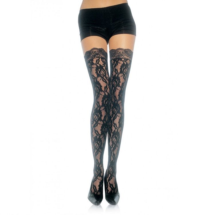 LEG AVENUE - BAS EN DENTELLE FLEURIE - Sensualia