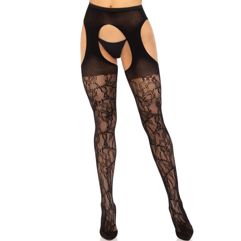 LEG AVENUE - BAS JARRETIÈRE DENTELLE NOIR - Sensualia