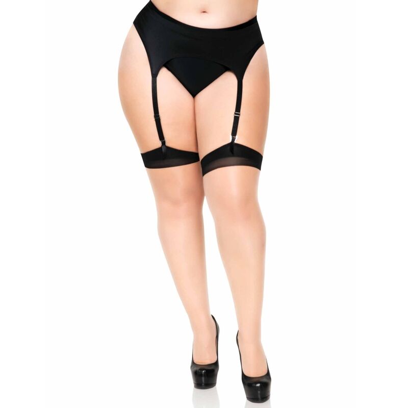 LEG AVENUE - PLUS LYCRA SHEER 2 TONS CUISSES HAUTES AVEC COUTURE ARRIÈRE ET TALON CUBAIN - Sensualia