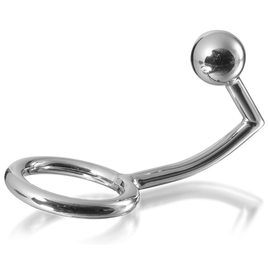 METAL HARD - ANNEAU COCK RING AVEC CROCHET INTRUS ANAL 40MM - Sensualia