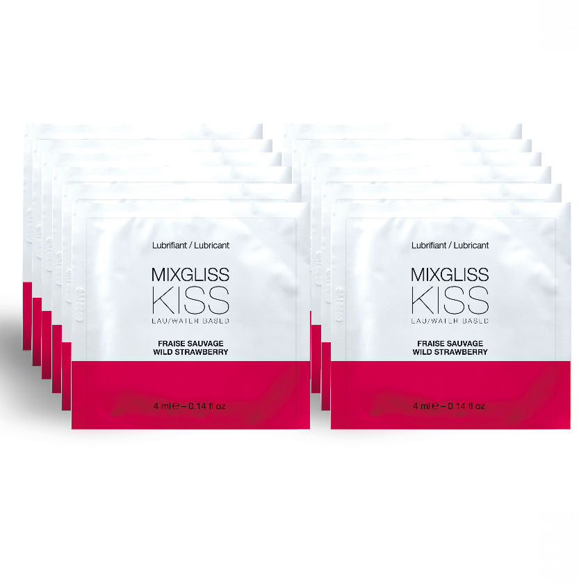 MIXGLISS - LUBRIFIANT BASE D'EAU SAVEUR FRAISE 12 UNIDOSE 4 ML - Sensualia