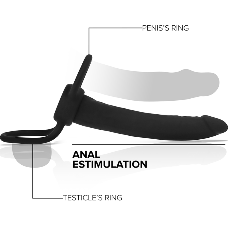 MYTHOLOGY - GODE ANAL COBI ONYX AVEC ANNEAU DE BITE ET TESTICULE 13 CM EN SILICONE - Sensualia