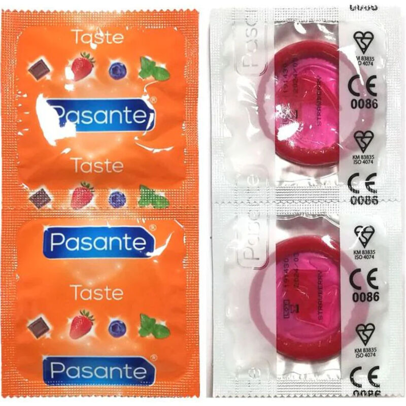 PASANTE - PRÉSERVATIFS SAVEUR FRAISE SAC 144 UNITÉS - Sensualia