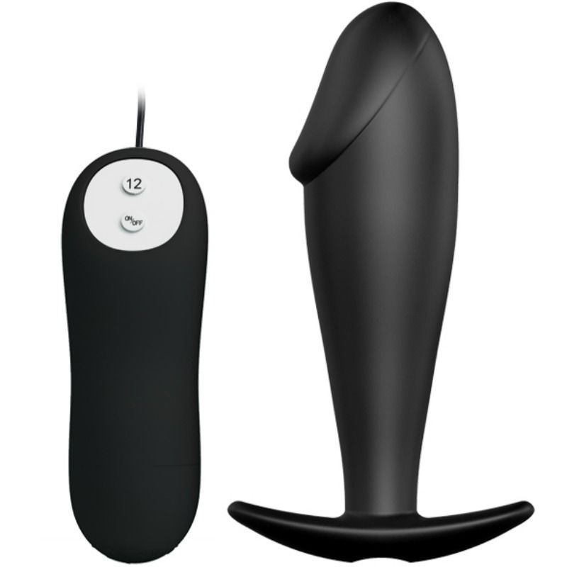 PRETTY LOVE - PLUG ANAL EN SILICONE FORME PÉNIS ET 12 MODES DE VIBRATION NOIR - Sensualia