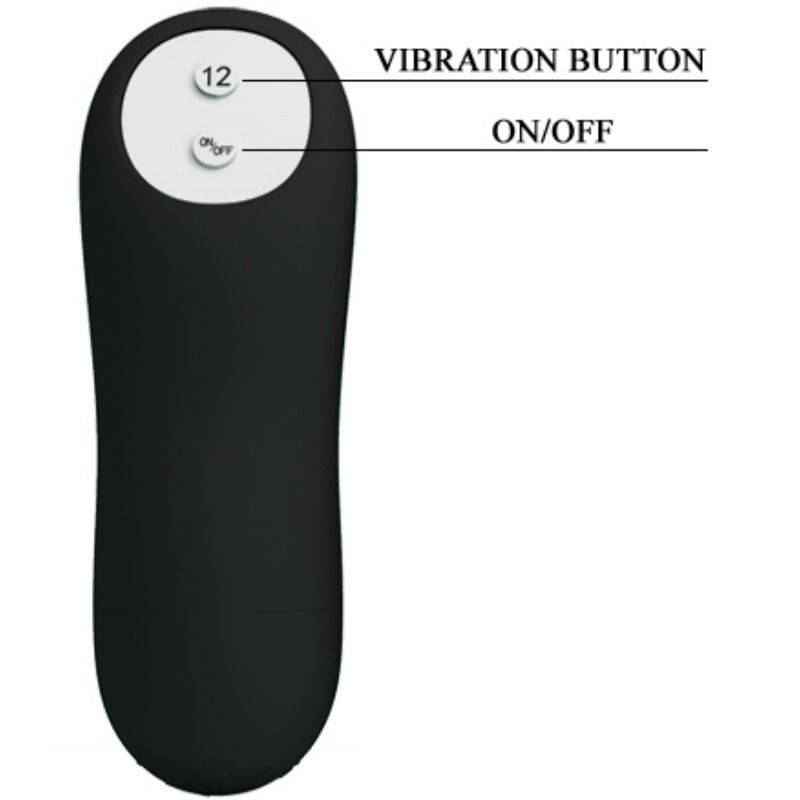 PRETTY LOVE - PLUG ANAL EN SILICONE FORME PÉNIS ET 12 MODES DE VIBRATION NOIR - Sensualia