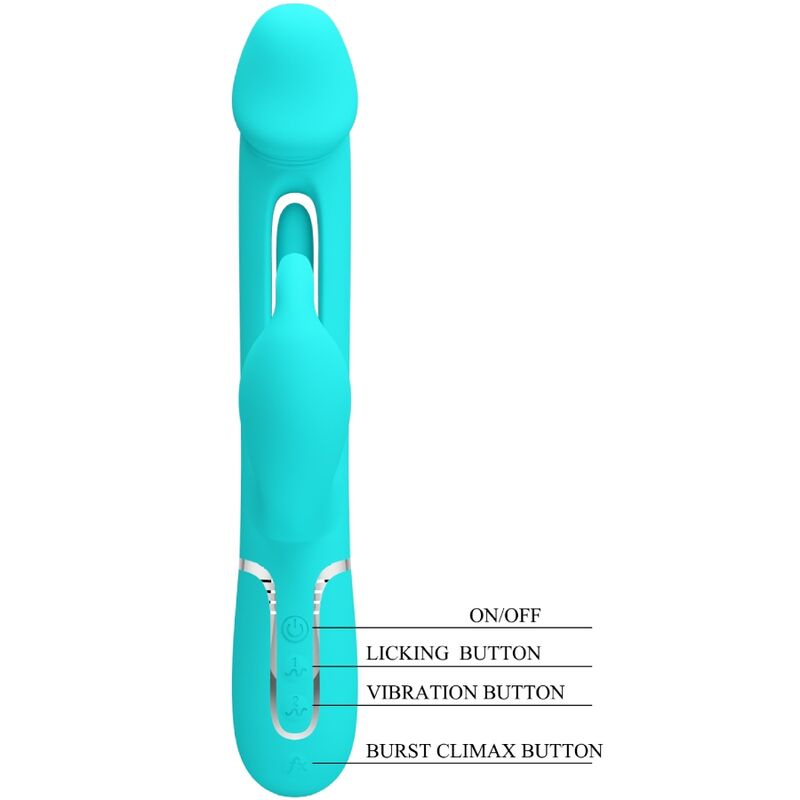 PRETTY LOVE - VIBRATEUR DEJON RABBIT 3 EN 1 MULTIFONCTION VERT AQUA - Sensualia