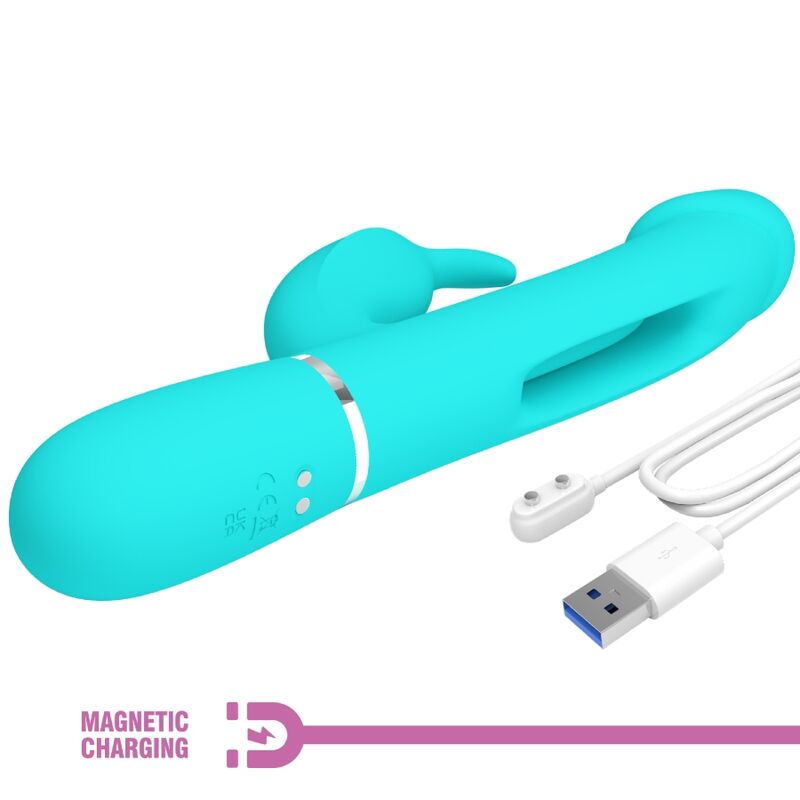 PRETTY LOVE - VIBRATEUR DEJON RABBIT 3 EN 1 MULTIFONCTION VERT AQUA - Sensualia