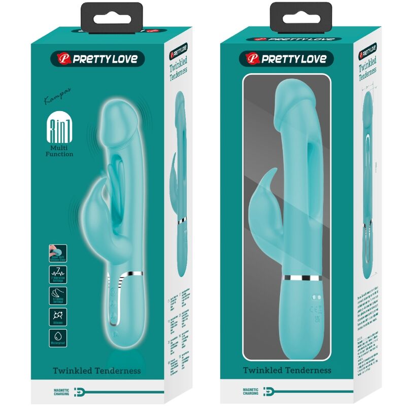 PRETTY LOVE - VIBRATEUR DEJON RABBIT 3 EN 1 MULTIFONCTION VERT AQUA - Sensualia