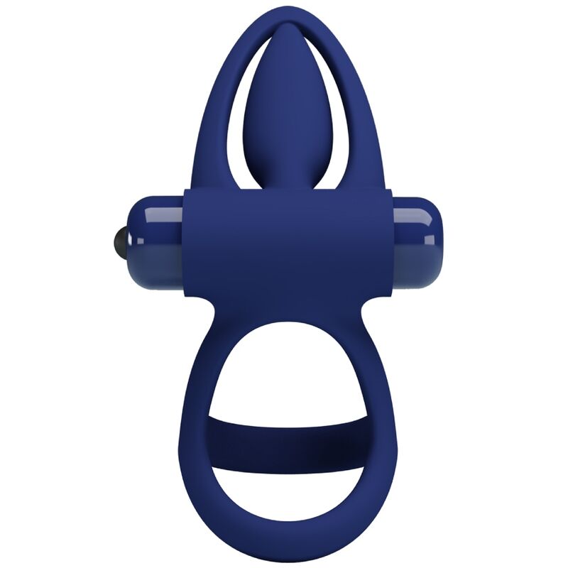 PRETTY LOVE - MAT DOUBLE ANNEAU AVEC VIBRATION & STIMULATEUR BLEU - Sensualia
