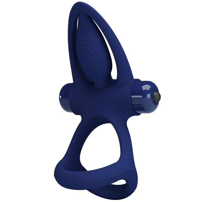 PRETTY LOVE - MAT DOUBLE ANNEAU AVEC VIBRATION & STIMULATEUR BLEU - Sensualia