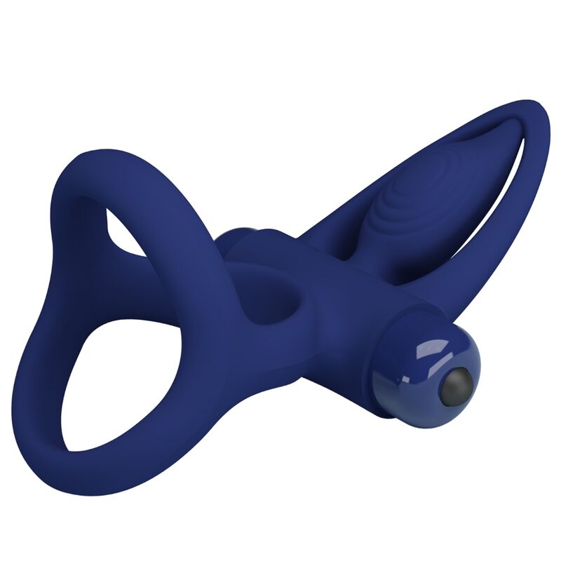 PRETTY LOVE - MAT DOUBLE ANNEAU AVEC VIBRATION & STIMULATEUR BLEU - Sensualia