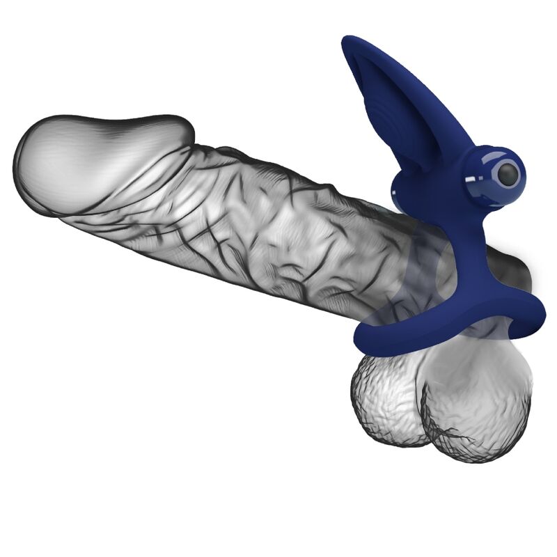 PRETTY LOVE - MAT DOUBLE ANNEAU AVEC VIBRATION & STIMULATEUR BLEU - Sensualia