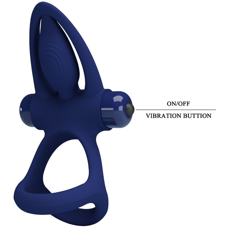 PRETTY LOVE - MAT DOUBLE ANNEAU AVEC VIBRATION & STIMULATEUR BLEU - Sensualia