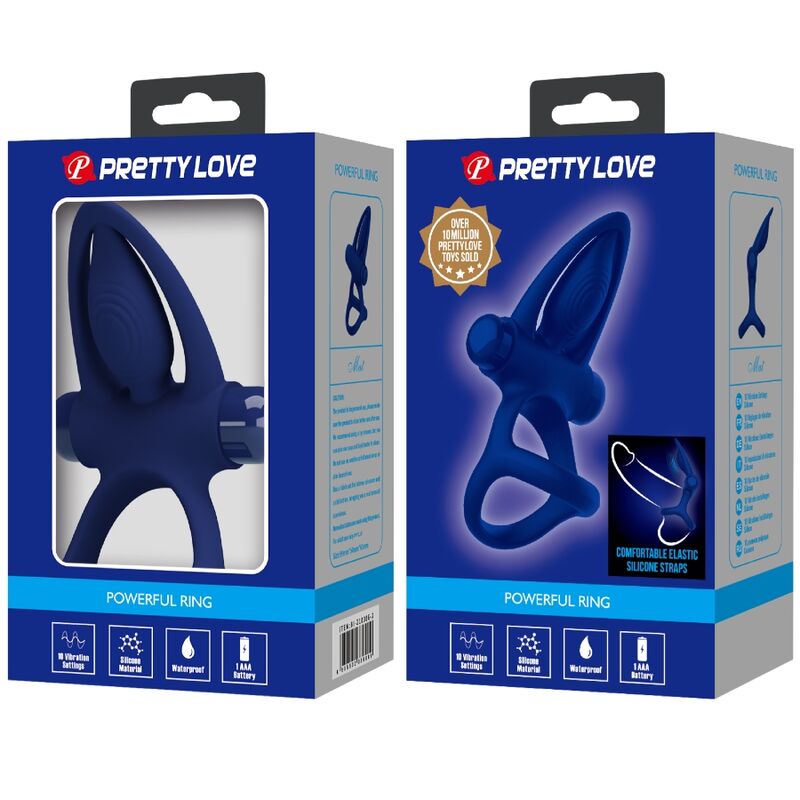 PRETTY LOVE - MAT DOUBLE ANNEAU AVEC VIBRATION & STIMULATEUR BLEU - Sensualia