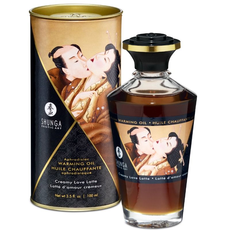 SHUNGA - HUILE DE MASSAGE À EFFET CHALEUR SAVEUR CREAMY LOVE LATTE 100 ML - Sensualia