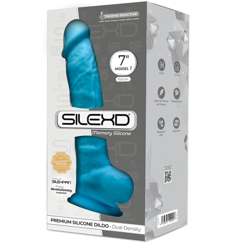 SILEXD - MODÈLE 1 PÉNIS RÉALISTE PREMIUM SILEXPAN SILICONE BLEU 17.5 CM - Sensualia