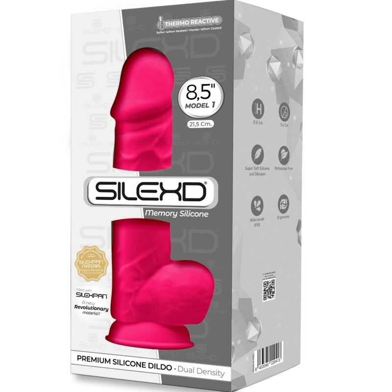 SILEXD - MODÈLE 1 PÉNIS RÉALISTE PREMIUM SILEXPAN SILICONE FUCHSIA 21.5 CM - Sensualia