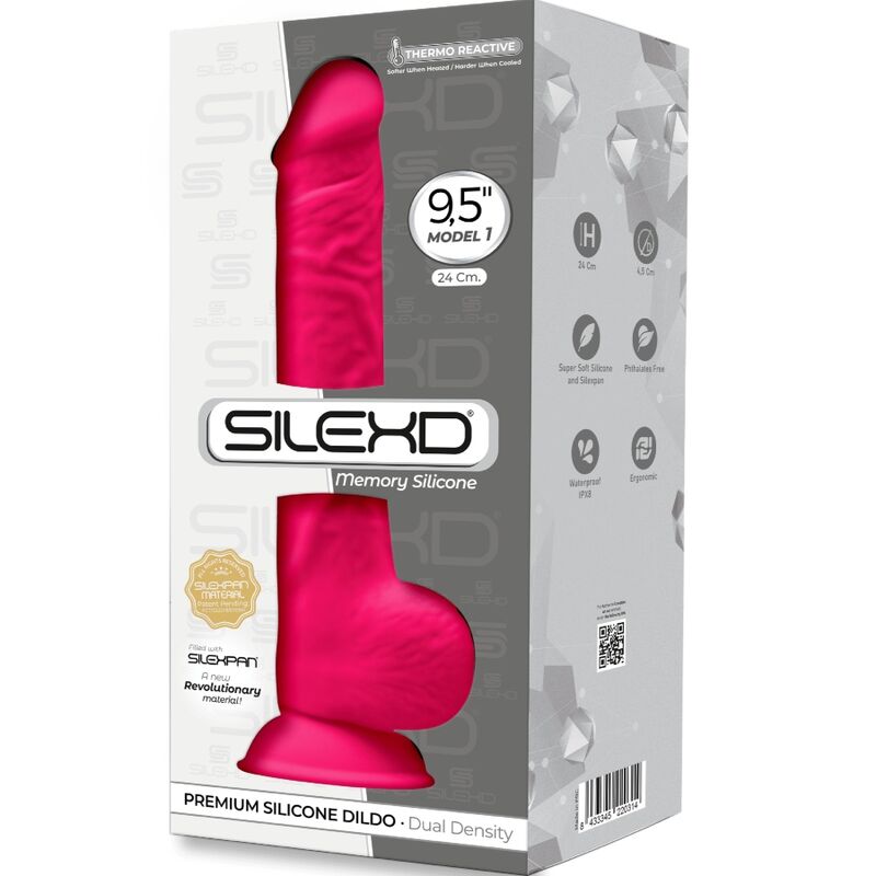 SILEXD - MODÈLE 1 PÉNIS RÉALISTE PREMIUM SILEXPAN SILICONE FUCHSIA 24 CM - Sensualia