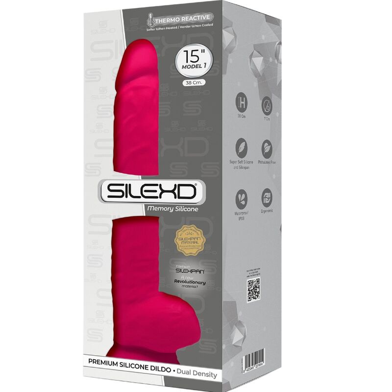 SILEXD - MODÈLE 1 PÉNIS RÉALISTE PREMIUM SILEXPAN SILICONE FUCHSIA 38 CM - Sensualia