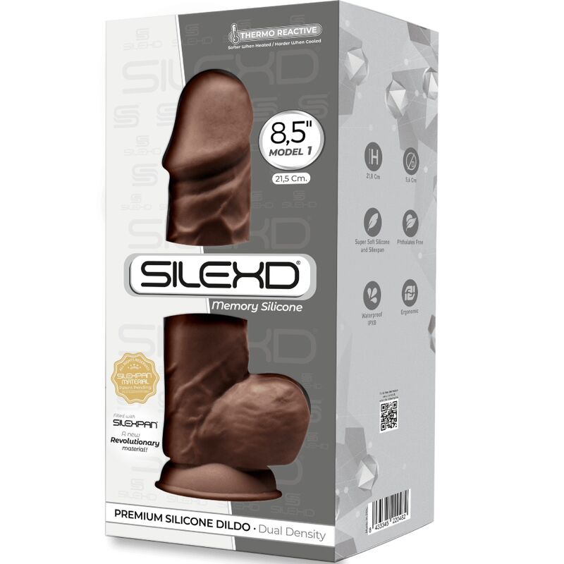 SILEXD - MODÈLE 1 PÉNIS RÉALISTE PREMIUM SILEXPAN SILICONE MARRON 21.5 CM - Sensualia