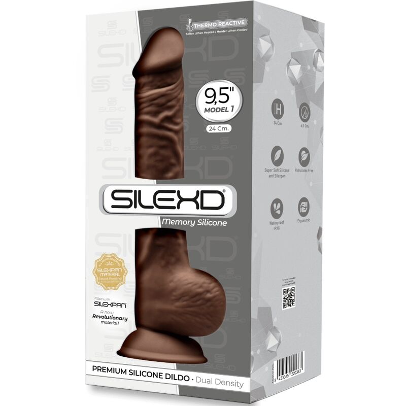 SILEXD - MODÈLE 1 PÉNIS RÉALISTE PREMIUM SILEXPAN SILICONE MARRON 24 CM - Sensualia
