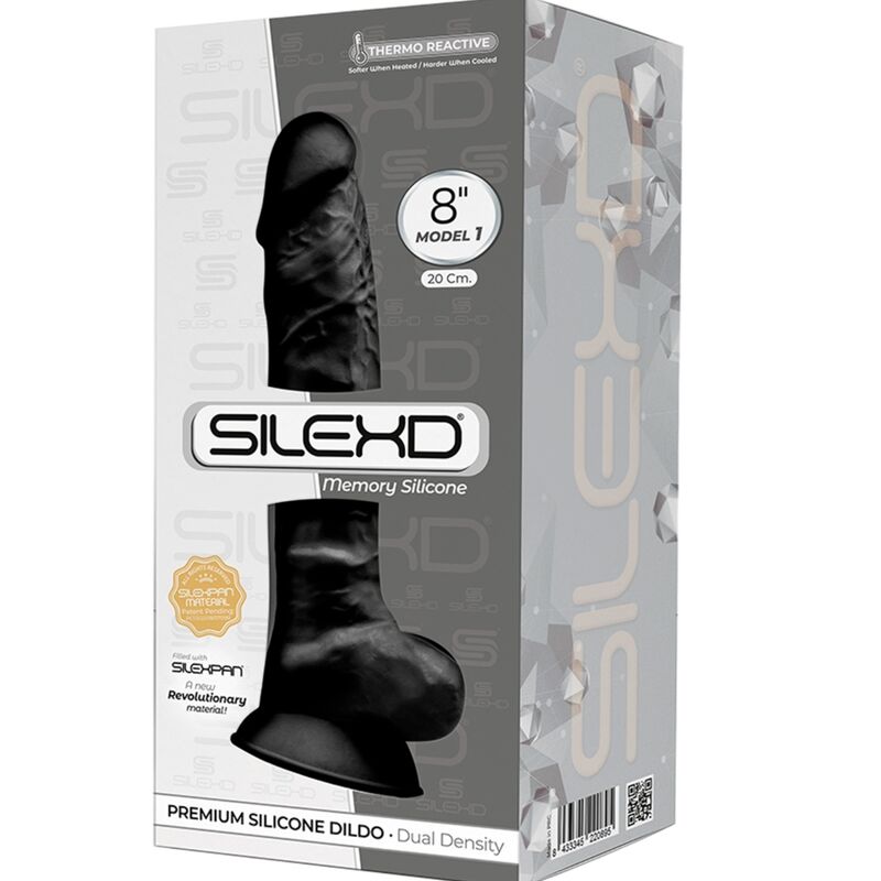 SILEXD - MODÈLE 1 PÉNIS RÉALISTE PREMIUM SILEXPAN SILICONE NOIR 20 CM - Sensualia