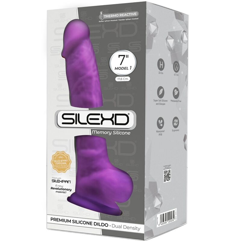 SILEXD - MODÈLE 1 PÉNIS RÉALISTE PREMIUM SILEXPAN SILICONE VIOLET 17.5 CM - Sensualia