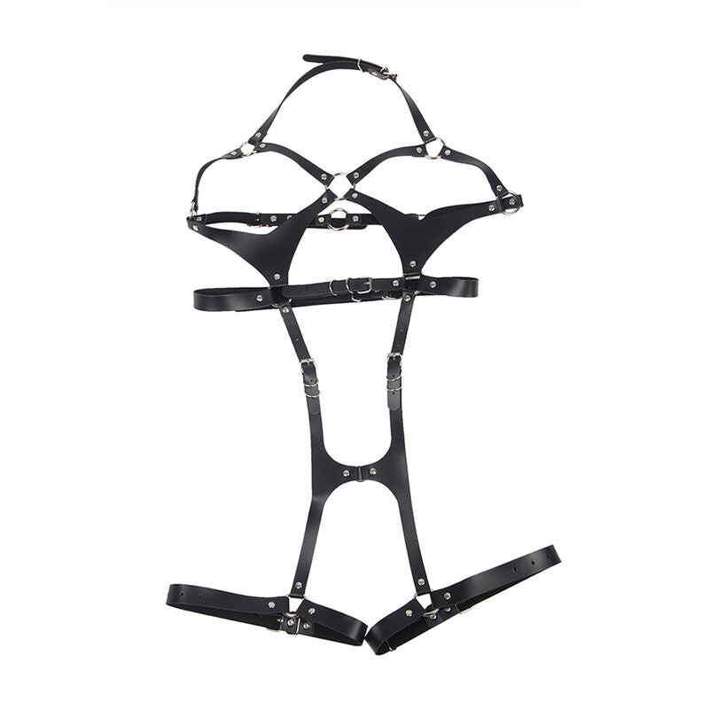 SUBBLIME - HARNAIS COMPLET AVEC BOUCLES EN CUIR NOIR TAILLE UNIQUE - Sensualia