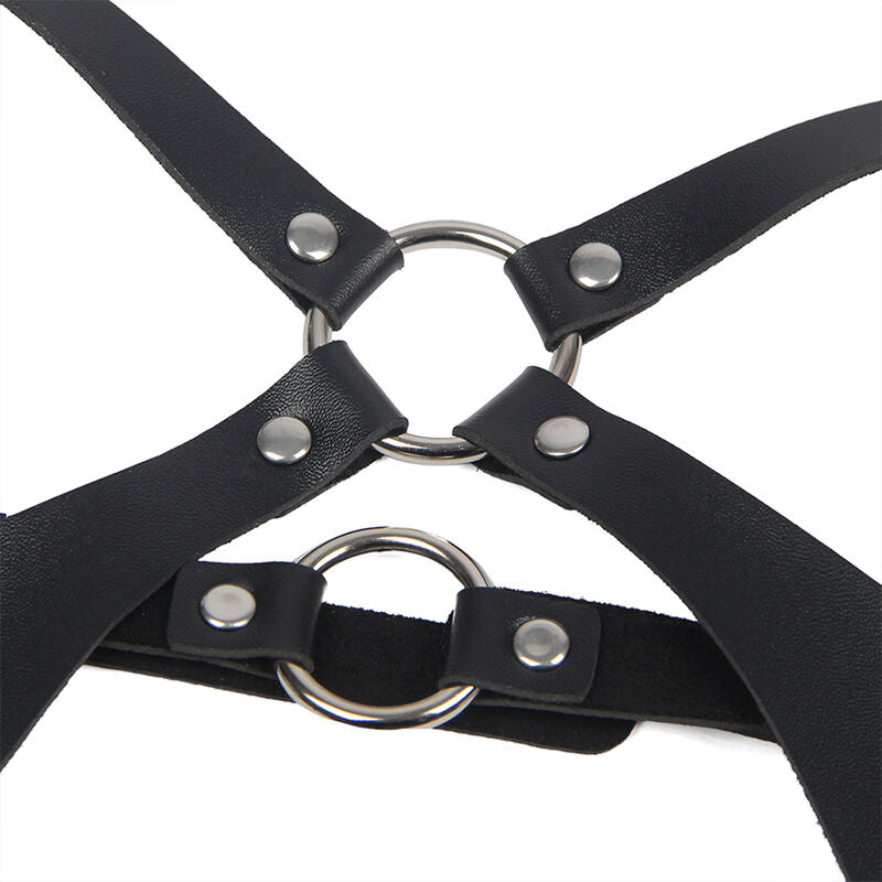 SUBBLIME - HARNAIS COMPLET AVEC BOUCLES EN CUIR NOIR TAILLE UNIQUE - Sensualia