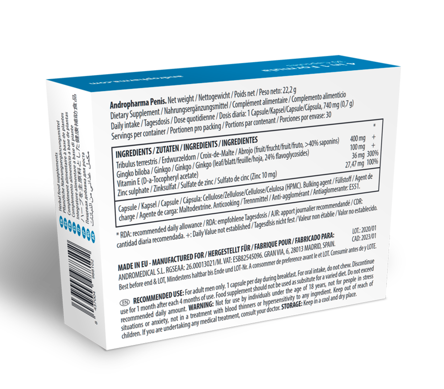ANDROPHARMA PENIS - SUPPLÉMENT D''AGRANDISSEMENT DU PÉNIS - Sensualia