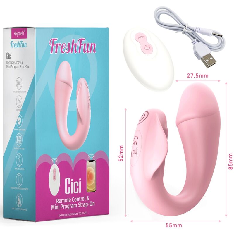 ARMONY - FRESHFUN CICI STAP-ON VIBRATEUR TÉLÉCOMMANDE ET APPLICATION 10 VIBRATIONS ROSE - Sensualia