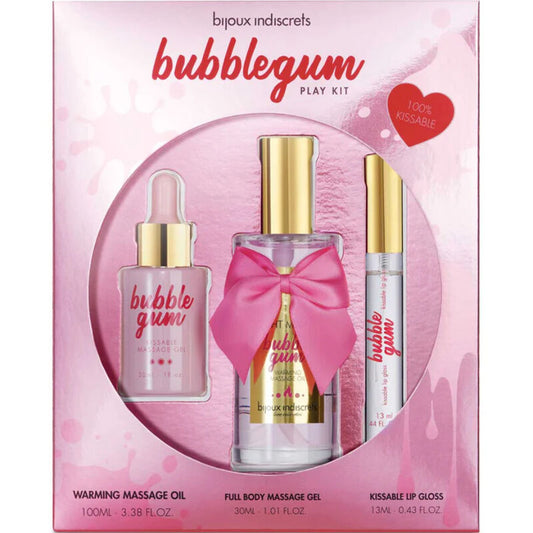 BIJOUX - INDISCRETS KIT DE JEU BUBBLEGUM AVEC HUILE, GEL ET BRILLANT LÈVRES - Sensualia