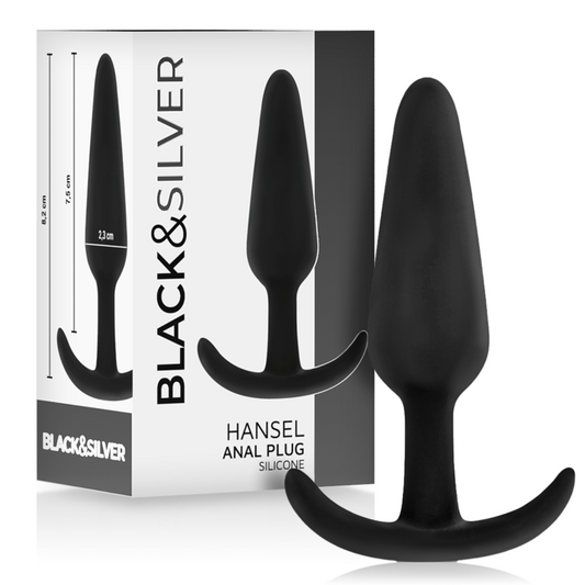 BLACK&SILVER - BOUCHON ANAL EN SILICONE HANSEL AVEC PETITE POIGNÉE - Sensualia