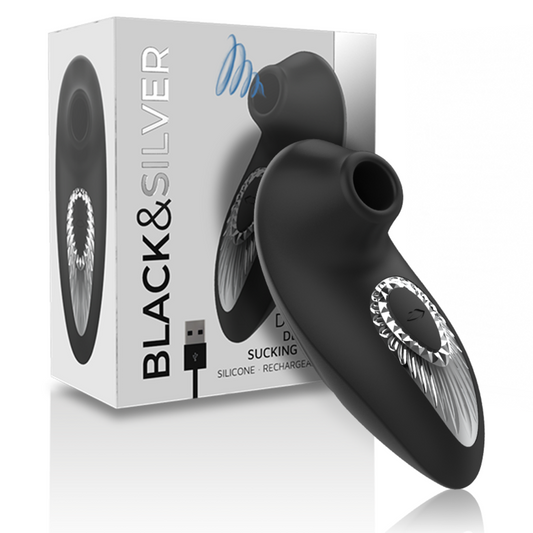 BLACK&SILVER - DRAKE DELUXE SUCKING VIBE RECHARGEABLE SILICONE NOIR - Sensualia